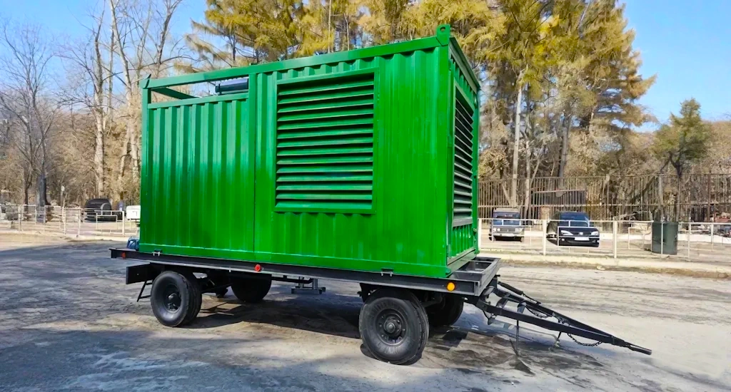 Передвижная контейнерная ДГУ мощность 400 кВт на прицепе